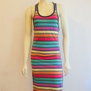 Derek Hearts Rainbow Striped Racerback Maxi Dress